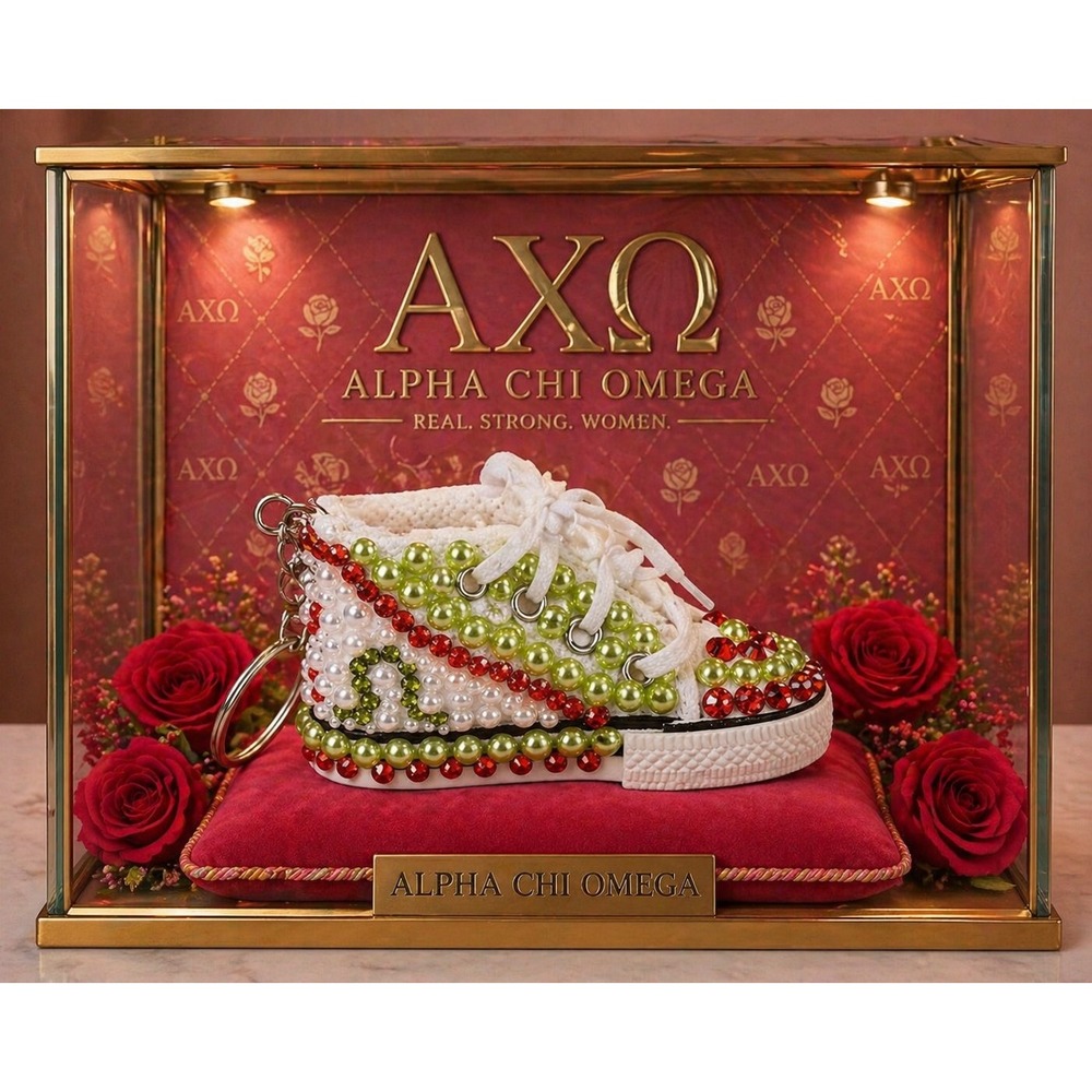 Alpha Chi Omega Keychain Pearl & Rhinestone Custom‎ Made Shoe - Picture 3 of 4
